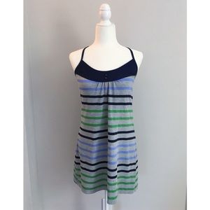 A Pea in the Pod Grey Navy and Green Striped Dress